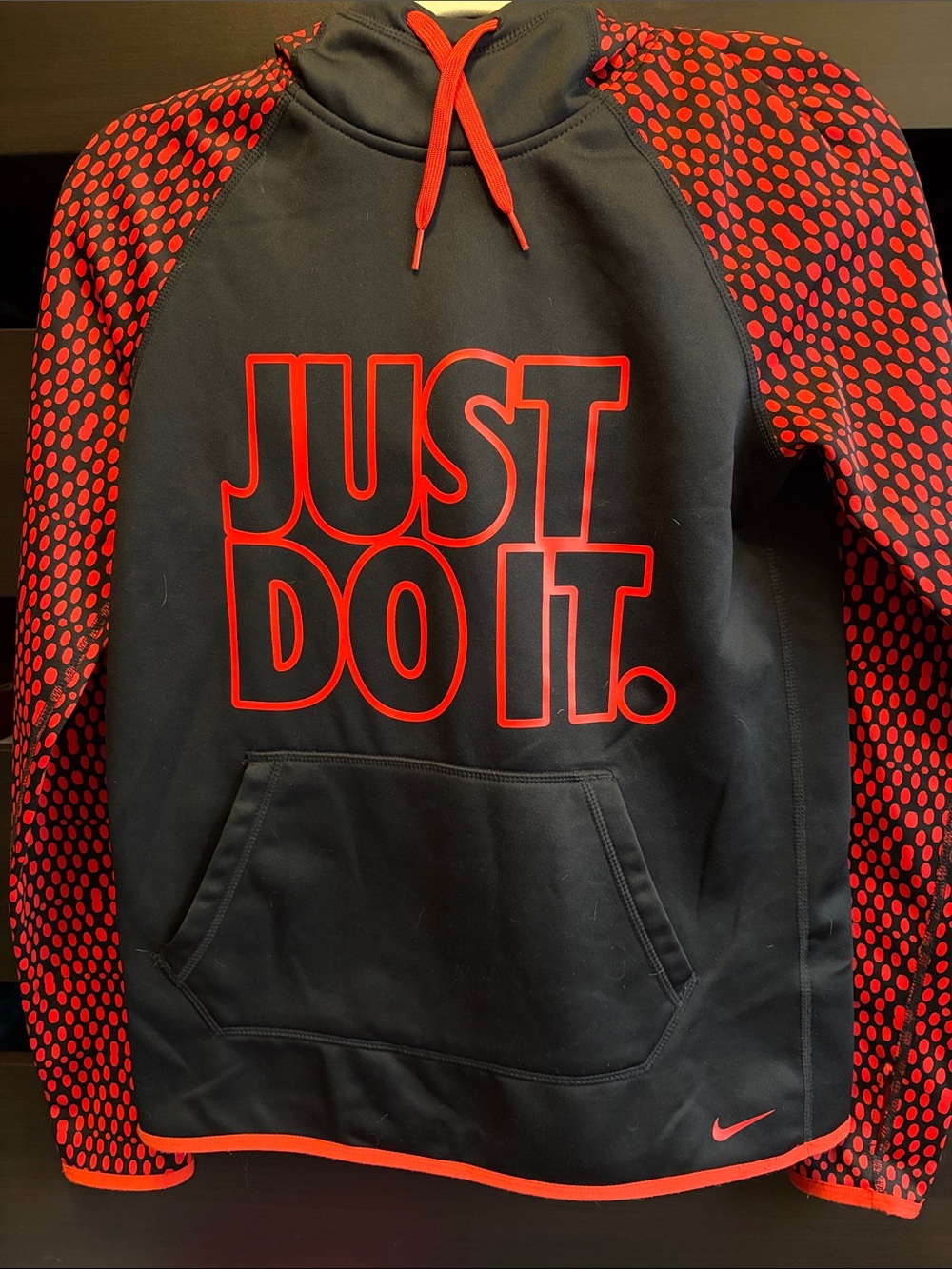 Nike Black and Red "Just Do It” dot Hoodie